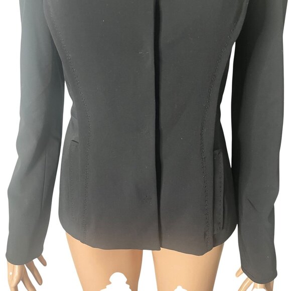 Elie Tahari Black Stretch Button-Front Womens Blazer Jacket Size S - Picture 9 of 10